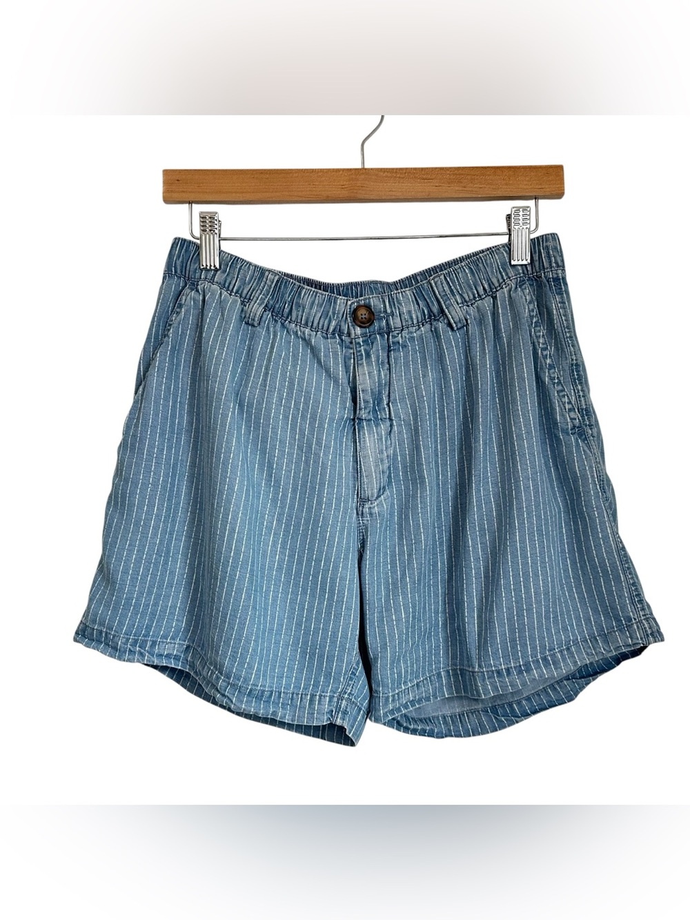 Chubbies Womens Striped Linen Tencel Blend 5.5” Shorts Sz Large Blue